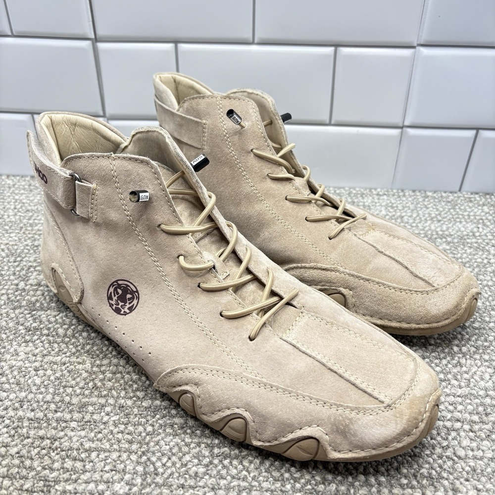 Clohoo Mens Beige Leather High Top Shoes Size 13 US‎ 48 Euro Ankle Casual Shoes
